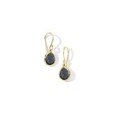 18K Yellow Gold Rock Candy Teeny Teardrop Earrings in Hematite