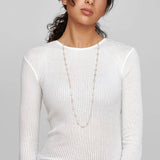 Yellow Gold Long Stone Station Chain Necklace in Maritime