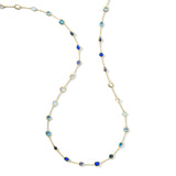 Yellow Gold Long Stone Station Chain Necklace in Maritime