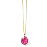 Medium Teardrop Pendant Necklace 18k gold in African ruby doublet