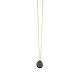 18K Yellow Gold Mini Teardrop Pendant Necklace in Hematite