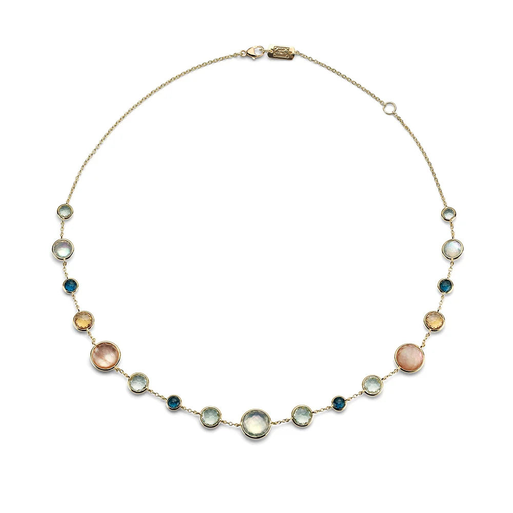 Lollitini Short Multi-Stone Necklace 18k gold in Salvia