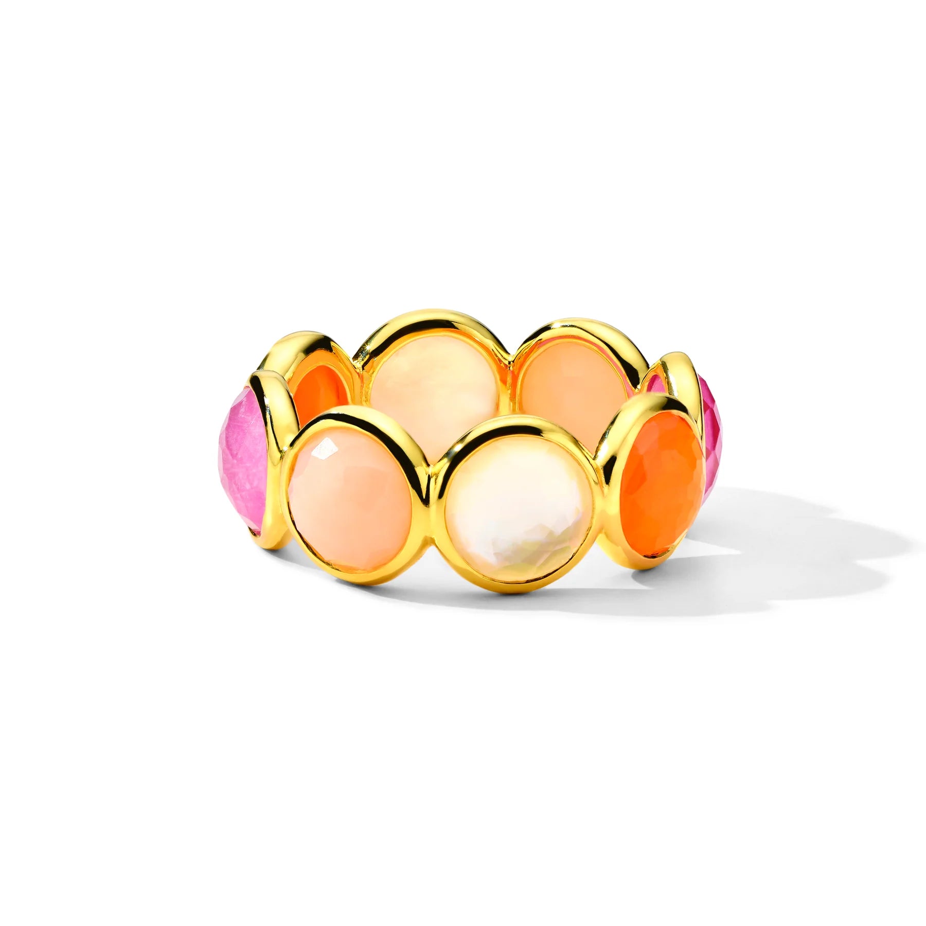 Yellow Gold Multi-Stone Eternity Band Ring in Fire Rose
