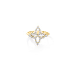 18K Yellow Gold Diamond Princess Outline Flower Ring
