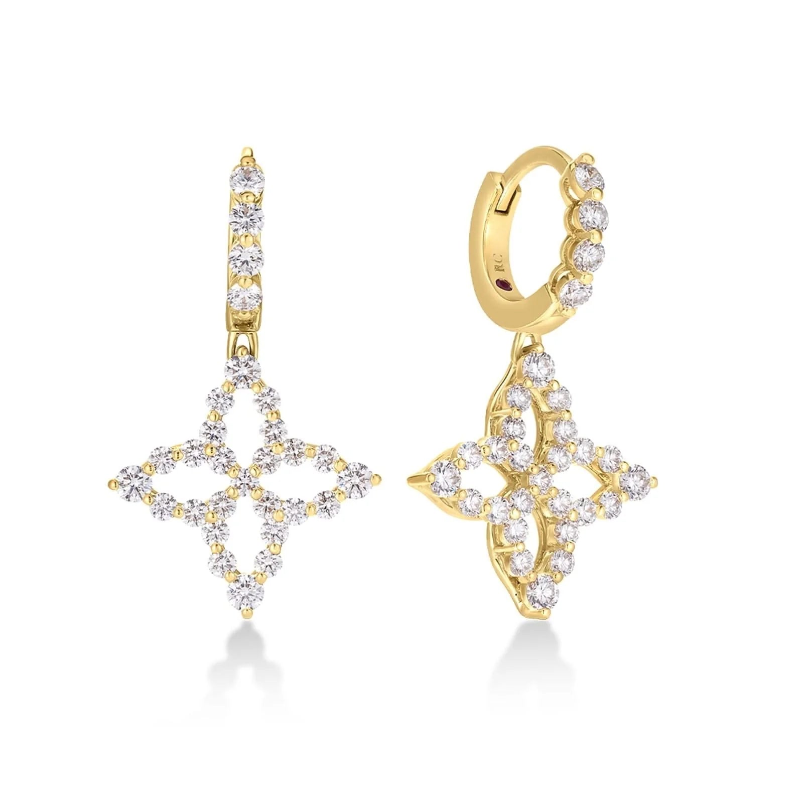 18K yellow Gold Diamond Princess Earrings