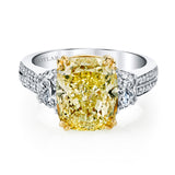 3-Stone Ring with 5.09 ct Fancy Yellow Diamond and Pavé Sides