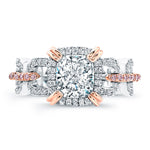 Harry Kotlar Radiant Cut Diamond Ring with Diamond Halo