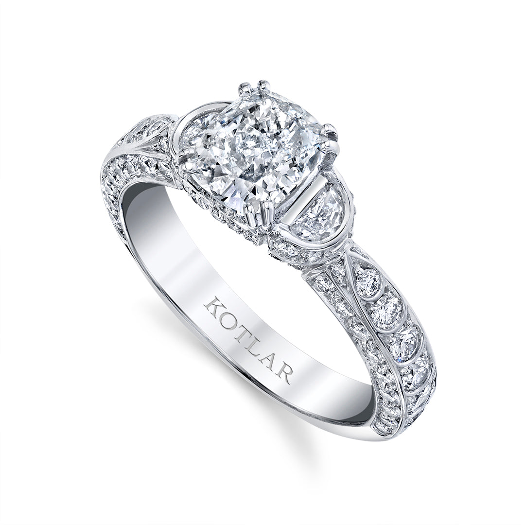 Harry Kotlar Emerald Cut Diamond Ring with Double Halo