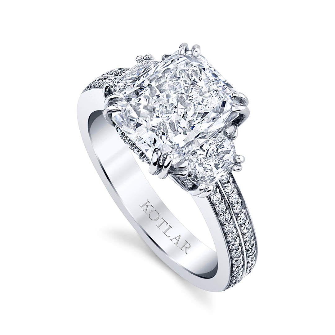 Platinum 2-Trapezoid Diamond Ring with Melee Accents