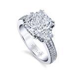 Platinum 2-Trapezoid Diamond Ring with Melee Accents