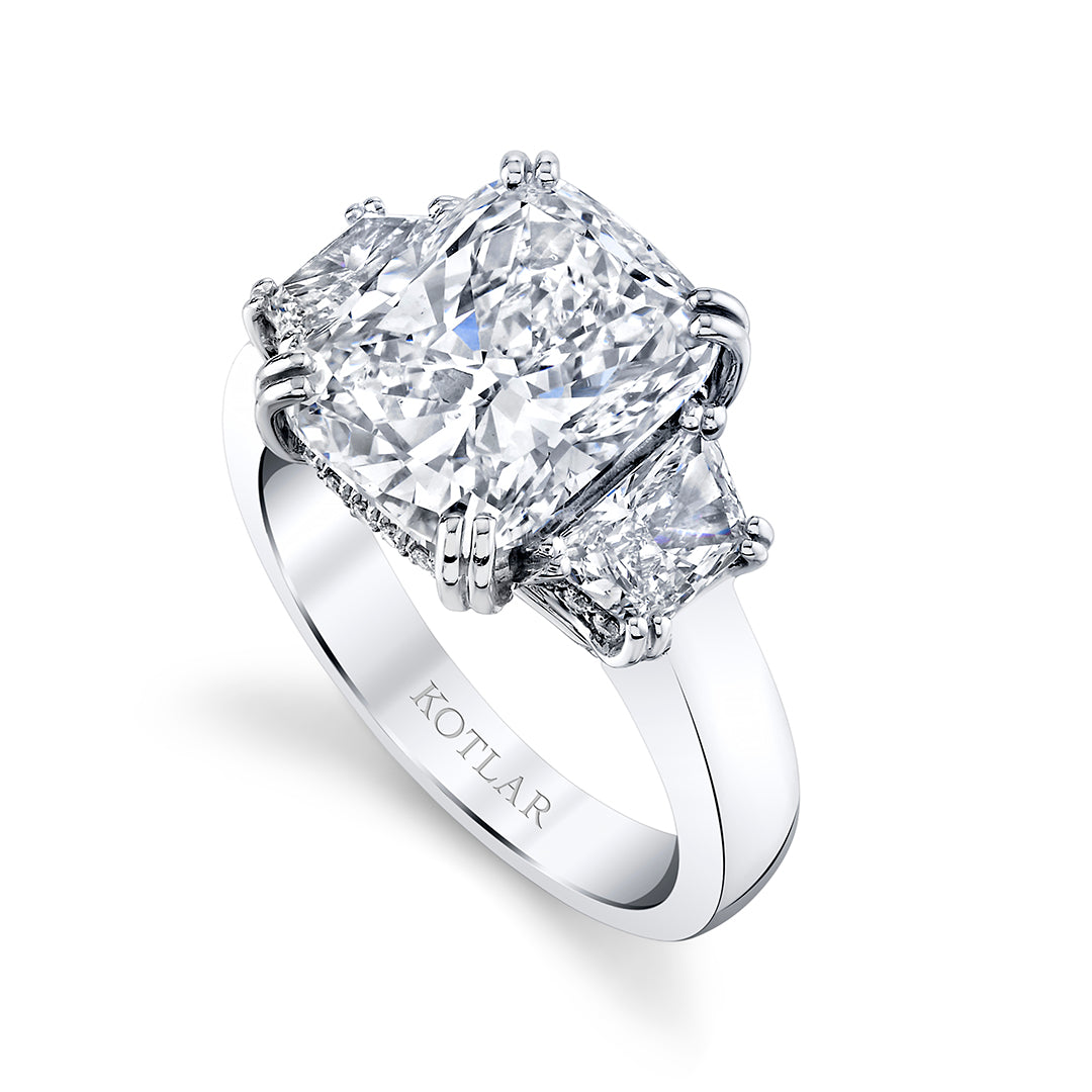 Platinum 3-Stone Cushion-Cut Diamond Ring