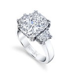 Platinum 3-Stone Cushion-Cut Diamond Ring