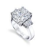 Platinum 3-Stone Cushion-Cut Diamond Ring