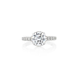 Scalloped Pave Under Halo Engagement Ring Semi Mount