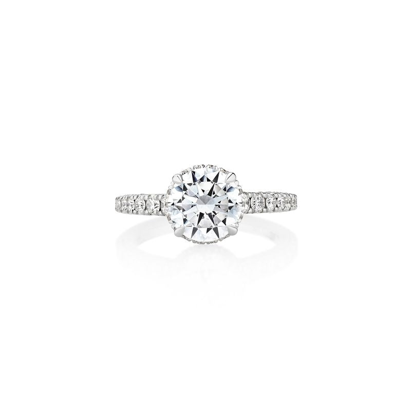 Scalloped Pave Under Halo Engagement Ring Semi Mount