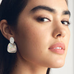 Mother of Pearl Crinkle Oval Post Earrings in Sterling Silver