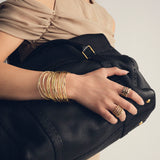 Yellow Gold Thin Faceted Bangle Bracelet