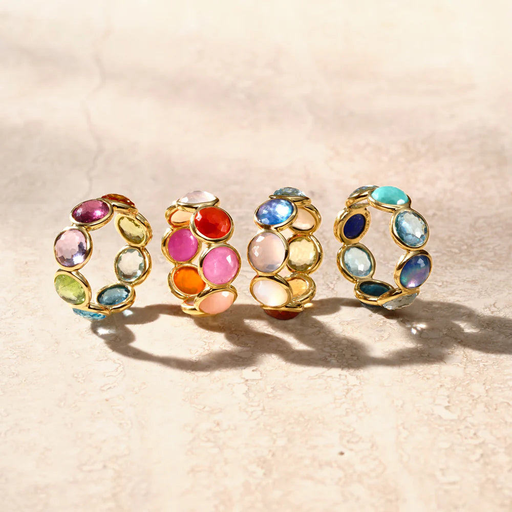 Yellow Gold Multi-Stone Eternity Band Ring in Fire Rose