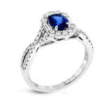 18K White Gold Sapphire Vintage Ring