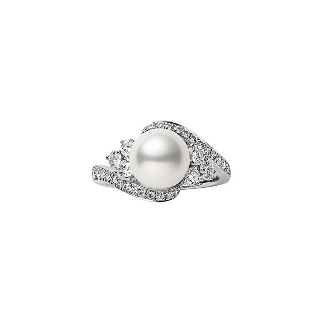 Akoya Cultured Pearl and Diamond Ring