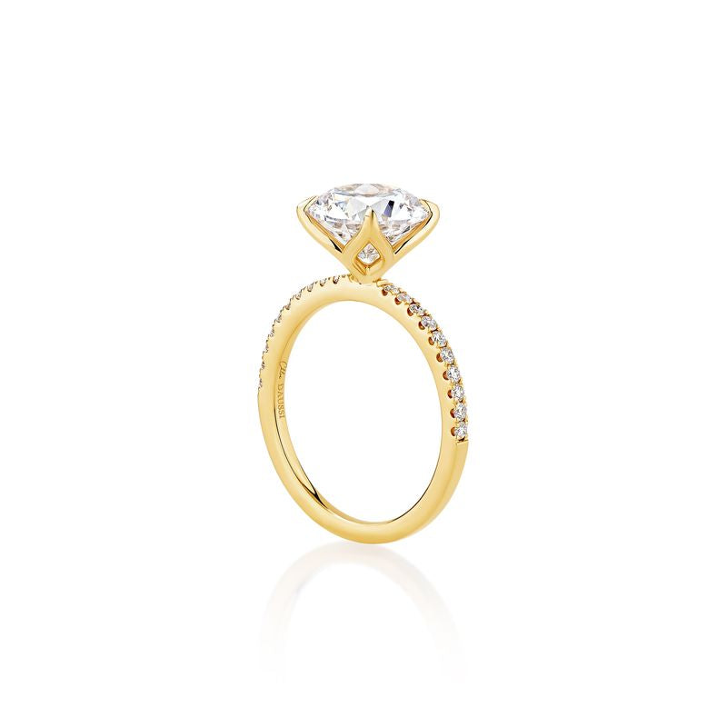 Solitaire Engagement Ring with Pave Band Semi Mount