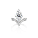 Dramatic Chevron Engagement Ring with Pave
