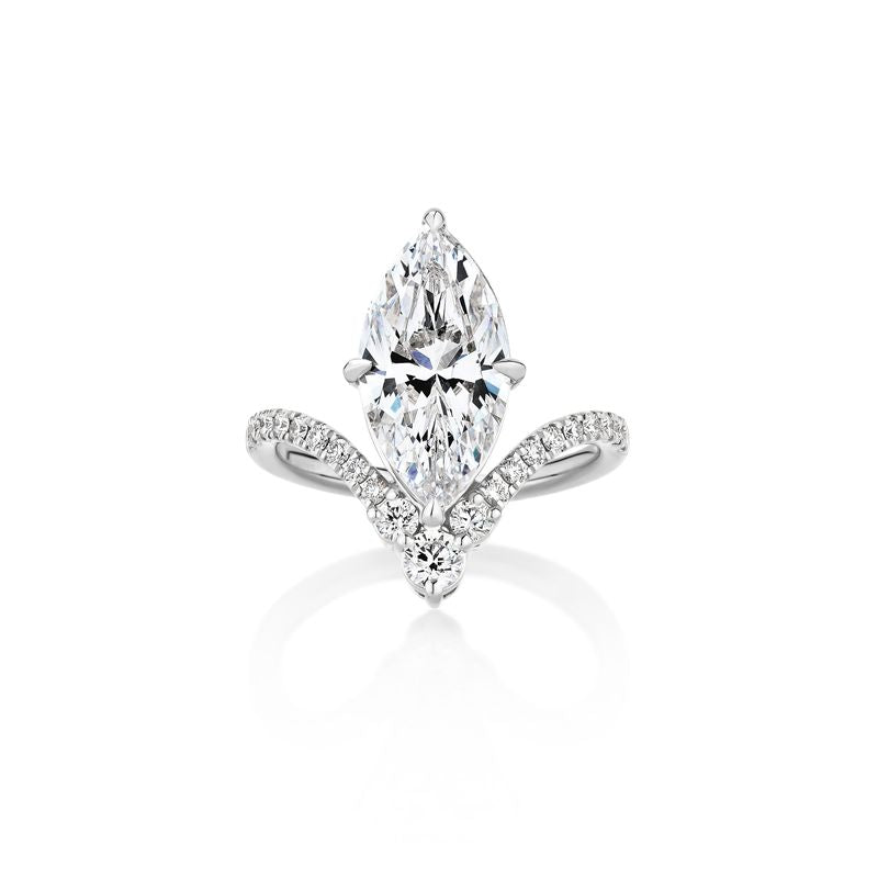 Dramatic Chevron Engagement Ring with Pave