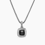 PETITE ALBION® PENDANT NECKLACE Sterling Silver with Black Onyx and Diamonds, 7mm