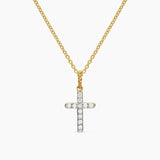 Cable Collectibles® Cross Necklace 18K Yellow Gold with Diamonds, 17mm