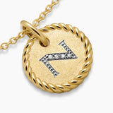 INITIAL CHARM NECKLACE 18K Yellow Gold with Diamond N