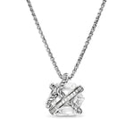 Cable Wrap Necklace in Sterling Silver with Crystal and Diamonds, 12.5mm