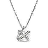 Cable Wrap Necklace in Sterling Silver with Crystal and Diamonds, 12.5mm