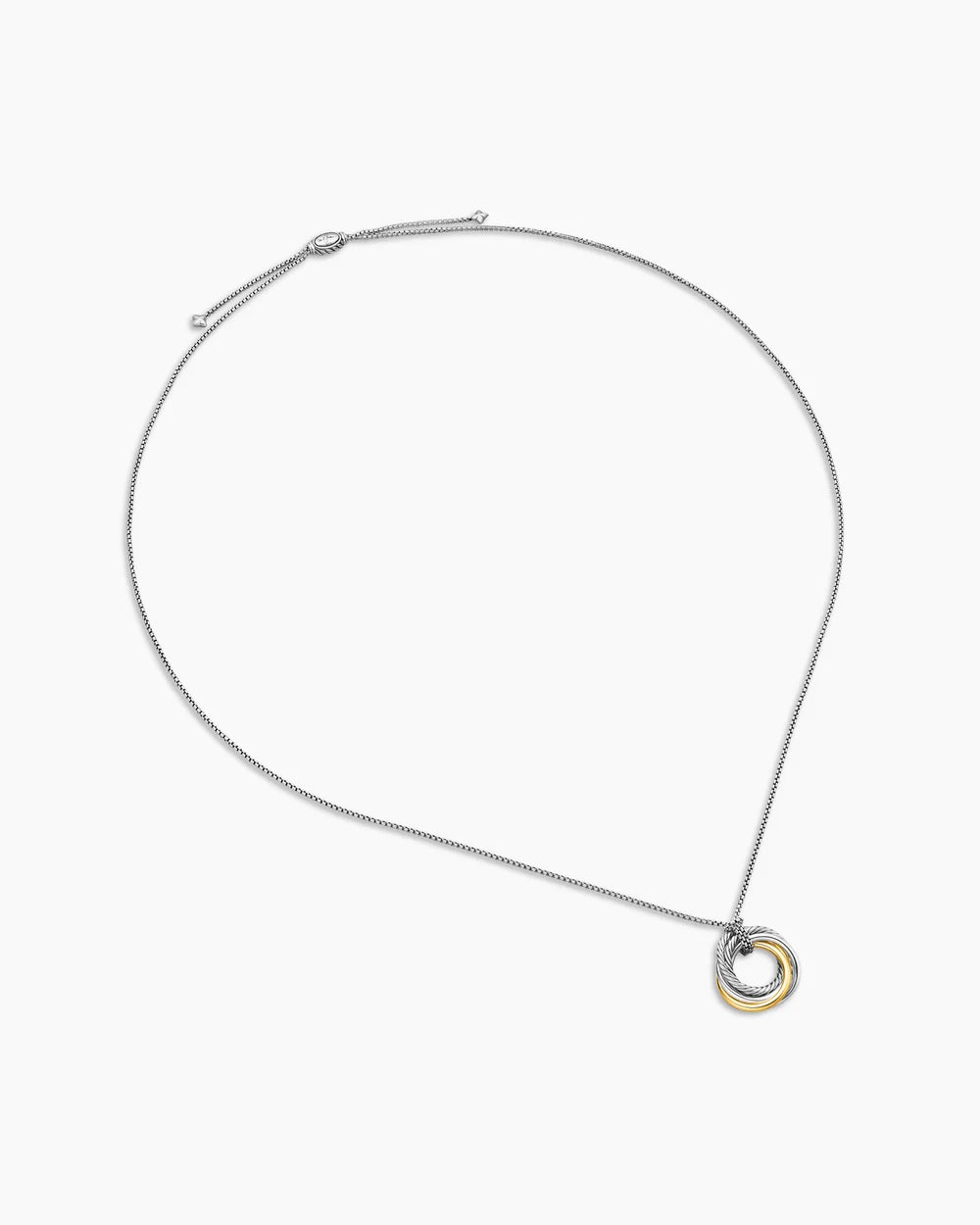 Crossover Pendant Necklace in Sterling Silver with 14K Yellow Gold, 28mm