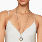 Crossover Pendant Necklace in Sterling Silver with 14K Yellow Gold, 28mm