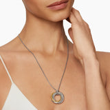 Crossover Pendant Necklace in Sterling Silver with 14K Yellow Gold, 28mm