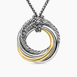 Crossover Pendant Necklace in Sterling Silver with 14K Yellow Gold, 28mm