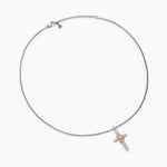 X Cross Necklace in Sterling Silver with 14K Yellow Gold and Diamonds, 31.7mm