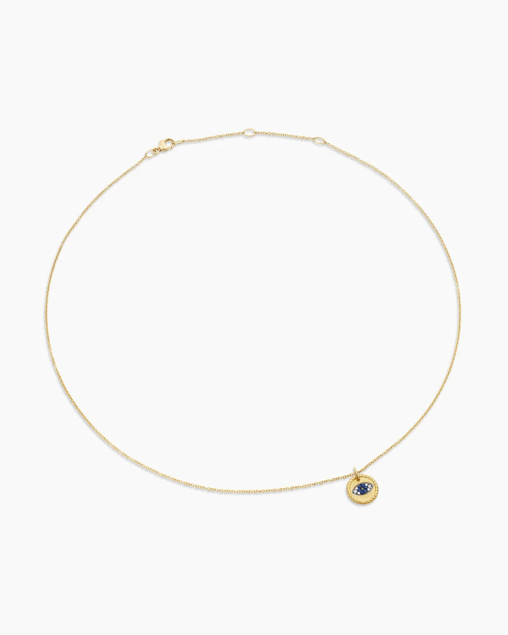 Cable Collectibles® Evil Eye Necklace in 18K Yellow Gold with Pavé Blue Sapphires and Diamonds, 11mm