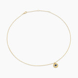 Cable Collectibles® Evil Eye Necklace in 18K Yellow Gold with Pavé Blue Sapphires and Diamonds, 11mm