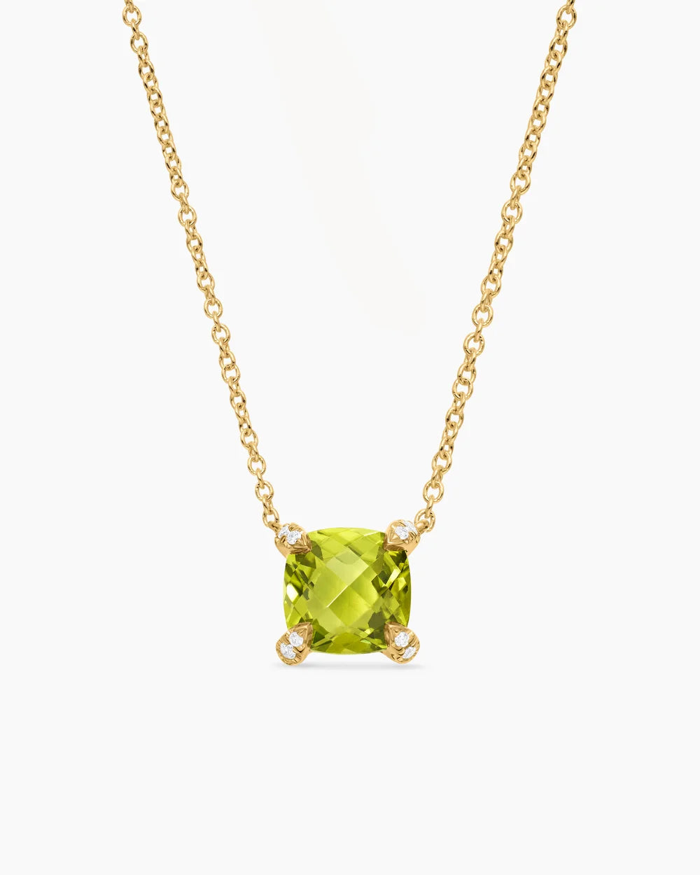 PETITE CHATELAINE® PENDANT NECKLACE 18K Yellow Gold with Peridot and Diamonds, 7mm