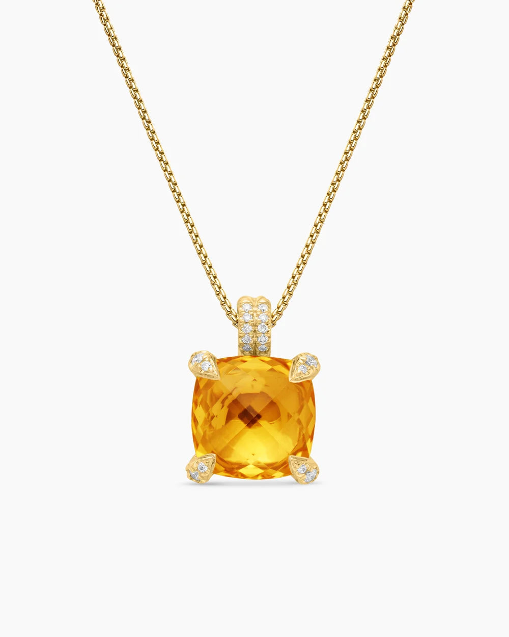 Chatelaine® Pendant Necklace 18K Yellow Gold with Citrine and Diamonds, 11mm