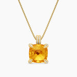 Chatelaine® Pendant Necklace 18K Yellow Gold with Citrine and Diamonds, 11mm