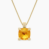 Chatelaine® Pendant Necklace 18K Yellow Gold with Citrine and Diamonds, 11mm