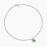 CHATELAINE® PENDANT NECKLACE Sterling Silver with Prasiolte and Diamonds, 11mm