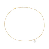 Petite Solari Pendant Necklace in 18K Yellow Gold with Pearl and Diamonds, 11.5mm