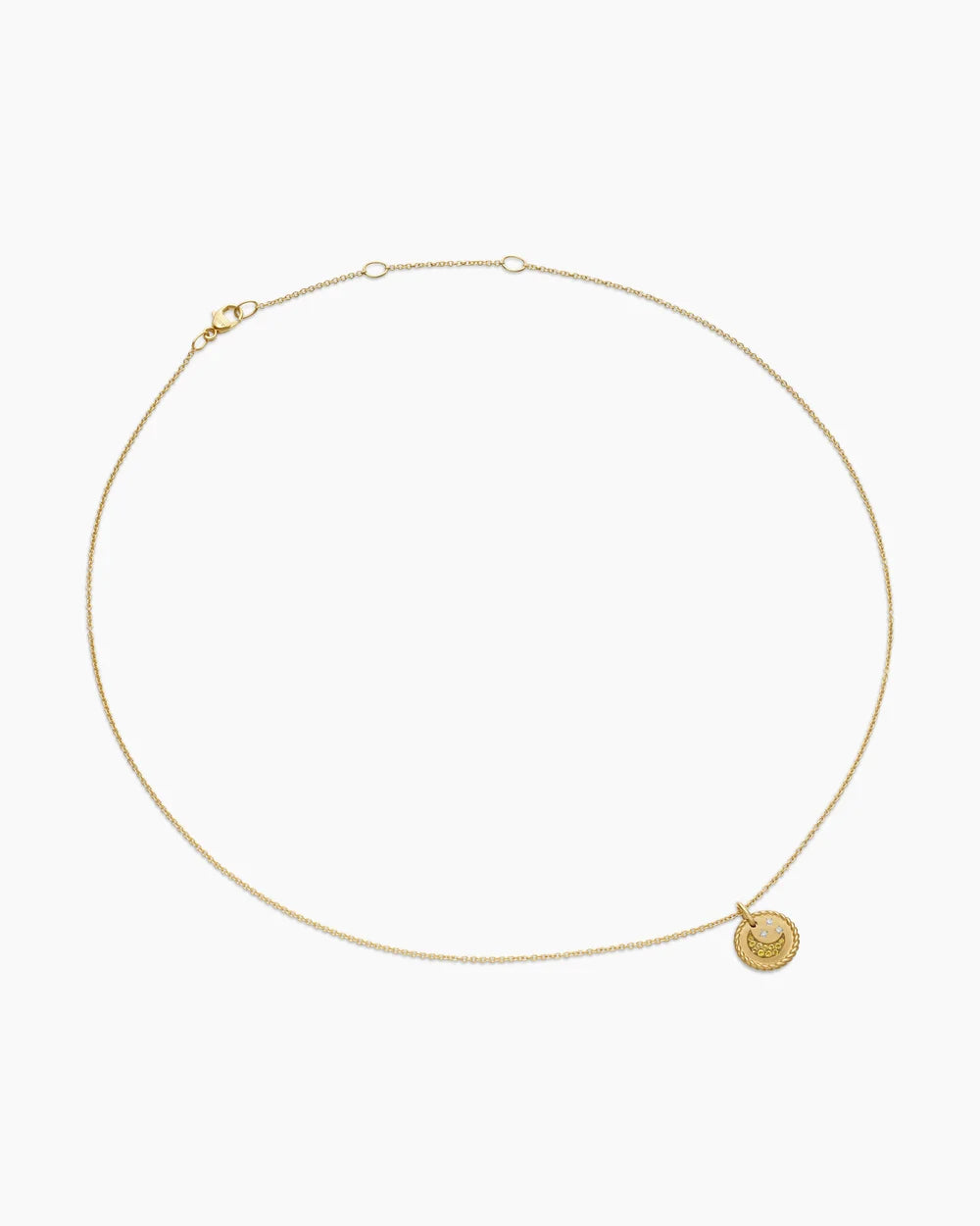 Cable Collectibles® Moon and Stars Necklace 18K Yellow Gold with Pavé Yellow Sapphires and Diamonds, 11mm