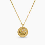 Cable Collectibles® Moon and Stars Necklace 18K Yellow Gold with Pavé Yellow Sapphires and Diamonds, 11mm