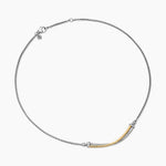 Crossover Bar Necklace in Sterling Silver with 18K Yellow Gold