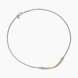 Crossover Bar Necklace in Sterling Silver with 18K Yellow Gold