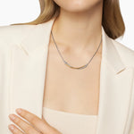 Crossover Bar Necklace in Sterling Silver with 18K Yellow Gold